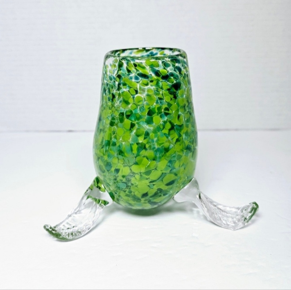 Blown Glass Footed Candle Holder Vase